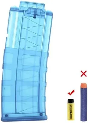 Vista 2 de WORKER 12 dardos cortos estilo Magpul Stefan Magazine Clip de recarga rápida para juguete modificado Nerf (azul transparente)
