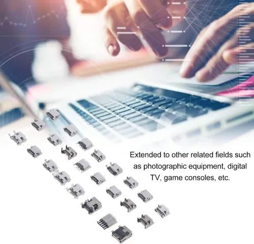 Vista 2 de 240pcs Micro USB Conector Set Sola Fila USB Puerto Hembra Socket Conectores
