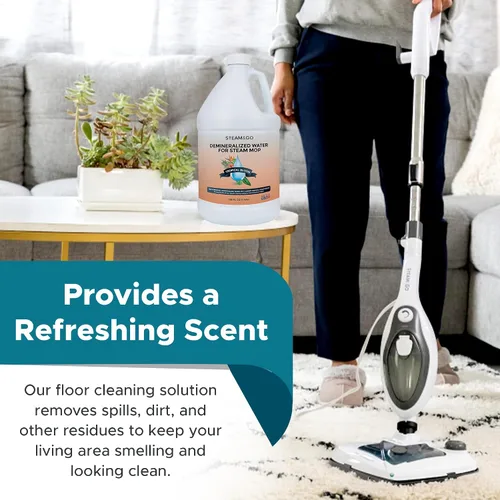 Vista 4 de Steam & Go Solución de limpieza de agua desmineralizada para limpiadores de vapor de pisos y superficies múltiples, compatible con todas las mopas