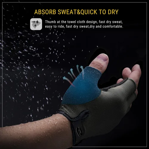 Vista 5 de RIVBOS Guantes de ciclismo para hombres y mujeres con almohadilla antideslizante que absorbe los golpes para bicicletaentrenamientobicicleta