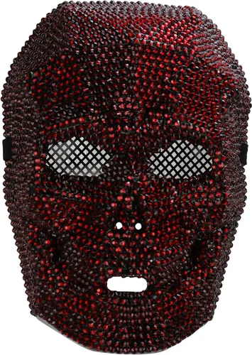 Vista 12 de Trendy Apparel Shop Accesorio de disfraz de media máscara de calavera con diamantes de imitación