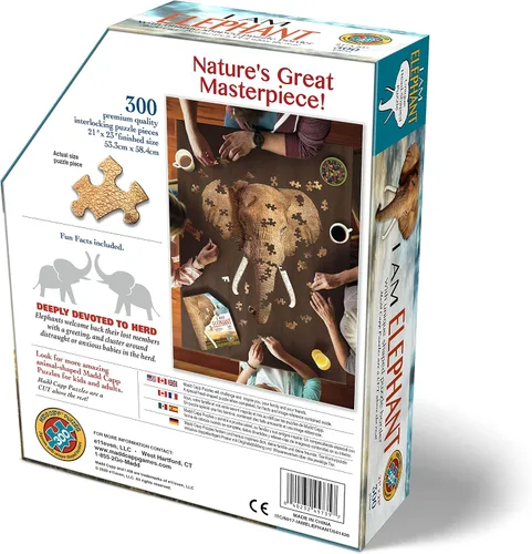 Vista 3 de e11even Madd Capp Puzzles - Yo soy elefante - 300 piezas - Rompecabezas en forma de animal (6017)