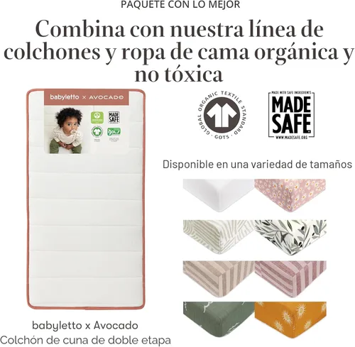 Vista 7 de Babyletto Lolly Cuna convertible 3 en 1 con kit de conversión de cama para niños pequeños en blanco y natural, certificado Greenguard Gold