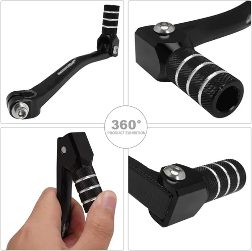 Vista 2 de JFG RACING Palanca de cambio plegable para motocicleta, pedal CNC universal para CRF XR RM KX KLX TTR PW SSR Apollo TAO TAO SDG 50cc - 125cc Dirt