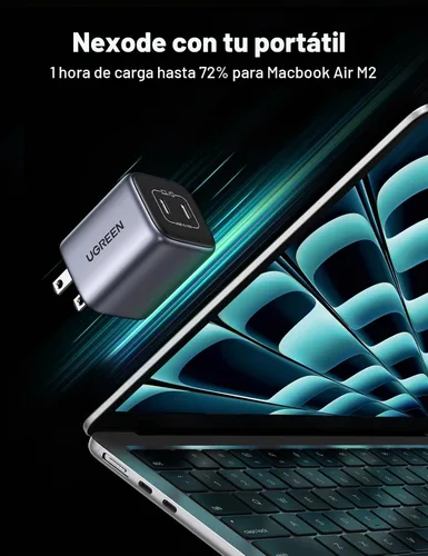 Vista 5 de UGREEN Cargador USB 45W C para iPhone 17, Bloque de Carga de Pared GaN PPS Plegable de 2 Puertos Nexode Soporta Carga Súper Rápida Samsung 2.0
