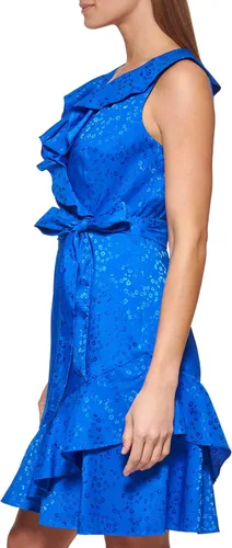 Vista 3 de DKNY Women's Sleeveless Ruffle Faux Wrap Dress