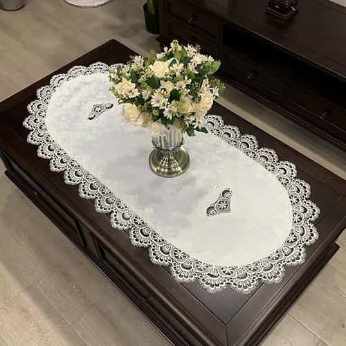 Vista 11 de Mantel de café para sala de estar, mantel de encaje bordado para sala de estar, mantel de encaje para el hogar, comedor, mesa de café, decoración