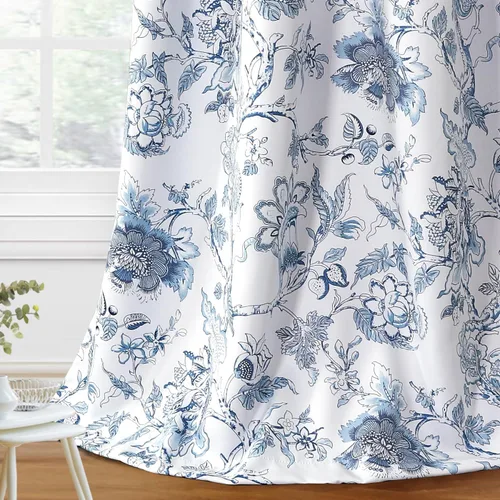 Vista 10 de H.VERSAILTEX Cortinas opacas de 63 pulgadas de largo, juego de 2 paneles de cortinas con estampado floral para sala de estar, cortinas de ventana