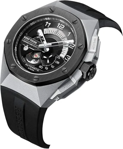Vista 3 de REEF TIGER Relojes mecánicos automáticos deportivos de lujo para hombre, relojes de acero RGA92S7