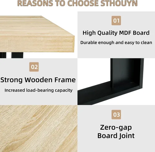Vista 8 de STHOUYN - Mesa de comedor extensible de 63"-79", moderna de estilo campestre, de madera para la cocina, larga y expandible para 6, 8, 10, gran mesa