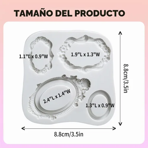 Vista 2 de KALAIEN Marco Sugarcraft Oval Espejo Marcos Silicona Molde Herramientas para Hornear