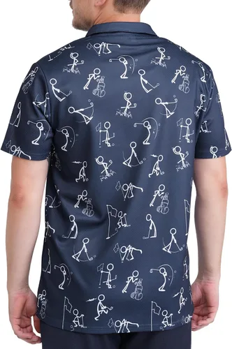 Vista 4 de Camisas de golf para hombre, con estampado divertido hawaiano loco para hombre