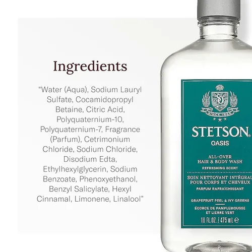Vista 5 de SCENT BEAUTY STETSON Personal Care All Over Hair & Body Wash - Jabón corporal hidratante y champú, 16 onzas, paquete de 3, Oasis
