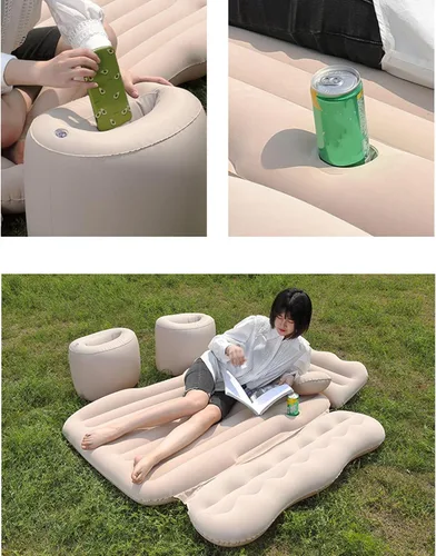 Vista 7 de Cama inflable para coche con inflado rápido para SUV, camping, resistente al agua, 50.4 in, cama de aire ergonómica para coche