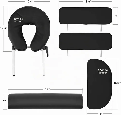 Vista 5 de Mesa de masaje portátil profesional con respaldo, varios colores disponibles, de Saloniture , Negro