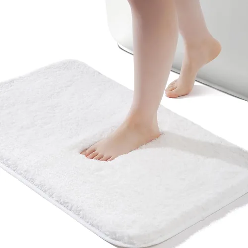 Vista 9 de ROSMARUS Alfombra de baño lanuda antideslizante de 17 x 24 pulgadas, tapete absorbente de agua, tapete de ducha suave para suelo y bañera, tapete