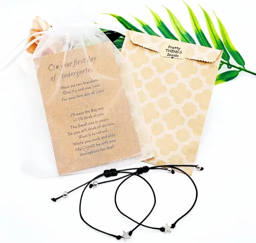 Vista 8 de FUNGOS First Day of School Bracelets Back to School Gift Mother and Daughter Bracelets Set Mommy and Me Back to School Bracelet Heart Bracelets