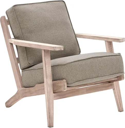 Vista 8 de BELLEZE Silla moderna de mediados de siglo con marco de madera resistente, silla tapizada de lino, fácil montaje, cómoda silla decorativa para sala