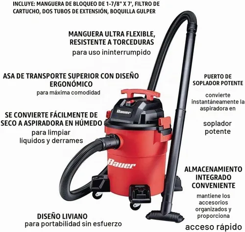 Vista 2 de HFT Aspiradora y sopladora húmeda/seca de 6 galones con 4 caballos de fuerza máximos