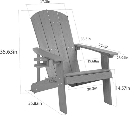 Vista 2 de Outdoor Adirondack Chair, Weather-Resistant HIPS Patio Lounge Chair, 1Pcs Fixed Seating for Porch, Garden, Deck, Backyard 1pcs Blue