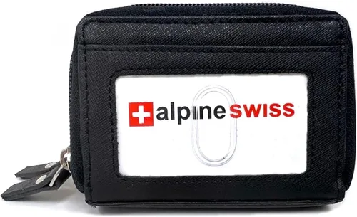 Vista 5 de Alpine Swiss Cartera organizadora de acordeón para mujer, de cuero, tarjeta, identificación, Negro -, Compacto