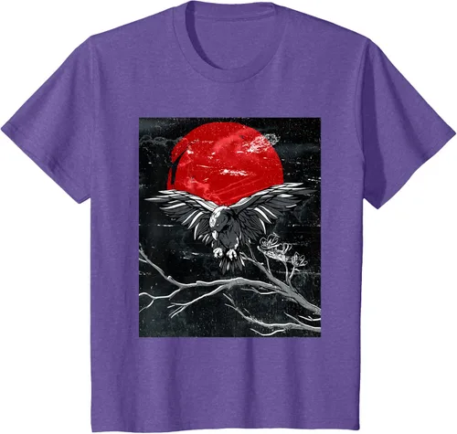 Vista 39 de Red Moon Raven - Camiseta japonesa de cuervo negro, Negro, S