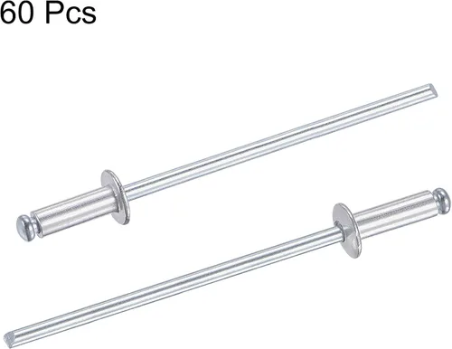 Vista 4 de uxcell Remaches ciegos, remaches de aluminio para tirar, 60 piezas tono plateado