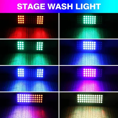 Vista 2 de U`King Barra de luz LED para escenario, 80 W, 48 LED, RGB Dj, barra de luces 2/8/12 DMX, reproducción automática, luz estroboscópica activada por