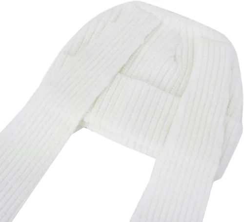 Vista 2 de Gorro de punto con orejas largas de conejo, divertido gorro de invierno esponjoso, cálido de punto de conejo, gorra de calavera de ganchillo