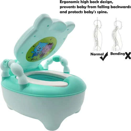 Vista 4 de Asiento Httmt de entrenamiento para baño, adorable diseño de oso, verde, ET-BABY003-GREEN, para niño pequeño