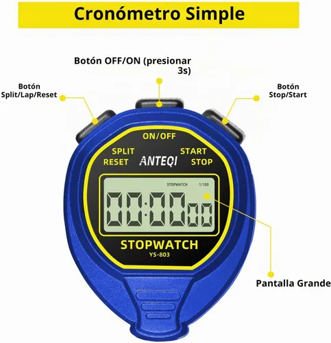 Vista 2 de Cronómetro Impermeable Temporizador, Pantalla Grande Cronómetro Simple Silencioso con Función de Encendido/Apagado Sin Reloj Sin Calendario Sin