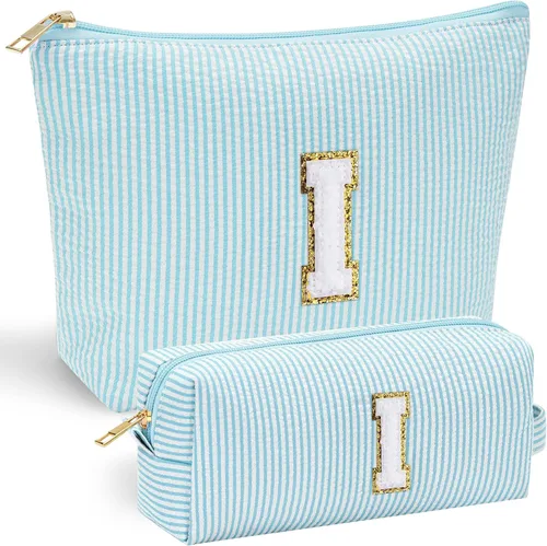 Vista 170 de YOOLIFE Regalos del Día de la Madre para Mujeres, Bolsa de Maquillaje con Iniciales, Bolsa de Maquillaje para Viaje, Bolsa de Maquillaje Negro