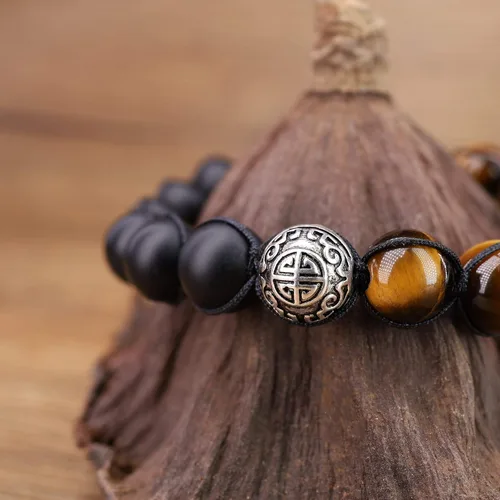 Vista 4 de COAI 'Asia Blessing' Pulsera de plata con cuentas de ónix ojo de tigre
