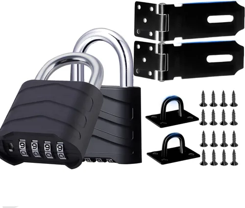 Vista 12 de Cerradura de seguridad de combinación para puerta, V·RESOURCING Cerradura de puerta de alta seguridad con esfera de 4 dígitos para cobertizos 1