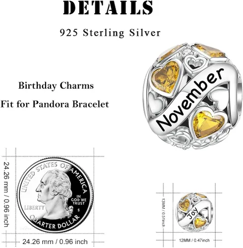 Vista 5 de DALARAN Birthstone Charms for Pandora Charms Bracelet 925 Sterling Silver Birthday Mother's Day Chrismas Jewelry Gift for Women