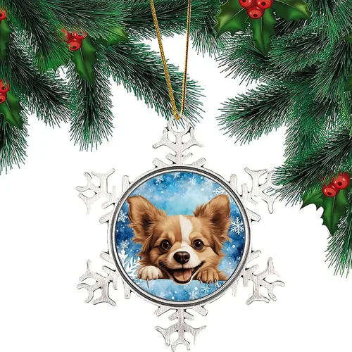 Vista 6 de Juguete ruso de Navidad Adorno de copo de nieve Juguete ruso Lindo Divertido Peeking Perro Cachorro Decoración de Navidad Adornos de Copo de Nieve