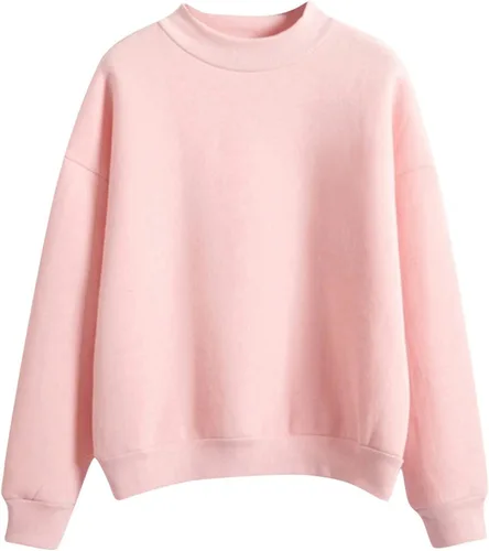 Vista 8 de Sudadera de cuello alto falso para mujer, cuello redondo, cómoda, color liso, suéter casual de manga larga, suéter de otoño