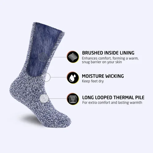 Vista 3 de HOT FEET Calcetines térmicos para mujer Calcetines cálidos y gruesos aislados para el clima frío de invierno, lindos calcetines cálidos coloridos