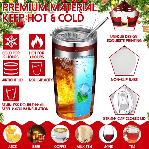 Vista 4 de 4 vasos de Navidad de 20 onzas con tapa y pajita, taza aislada