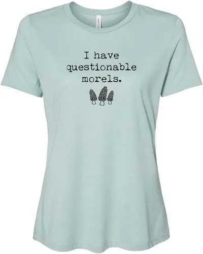 Vista 15 de Cute Women's Screen Printed Crew Neck Tee, Shirts With Sayings, Dusty Blue or Olive