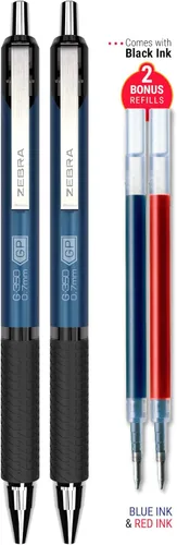 Vista 8 de Zebra Pen Paquete de 2 bolígrafos de gel G-350, tinta negra, punta media de 0.028 in, barril de metal negro espacial premium, tinta de secado