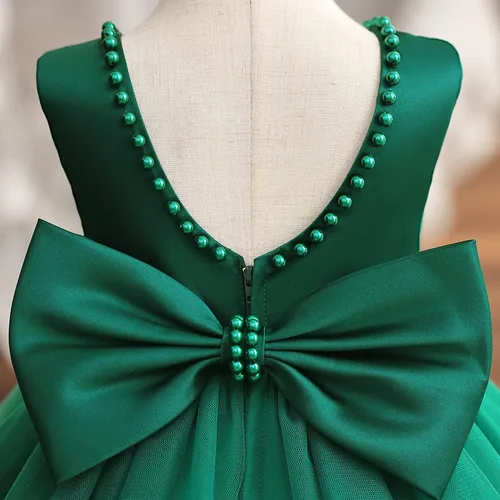 Vista 4 de NNJXD - Vestido de princesa de tul y manga larga de princesa para niña, niña pequeña y bebé, vestido floral de boda para niña