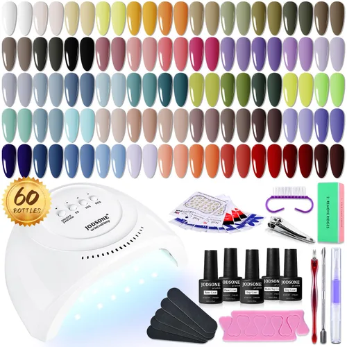 Vista 19 de JODSONE - Kit de esmalte de uñas de gel de 23 piezas, conjunto de esmalte de uñas de gel clásico de moda colorida, 3 botellas de capa base mate