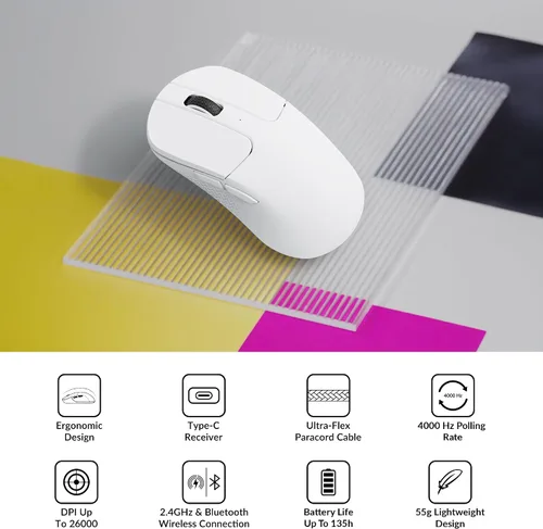 Vista 3 de Keychron Ratón inalámbrico M3 Mini 4K - Blanco