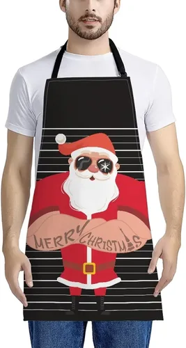 Vista 50 de Dreaweet Delantal de cocina unisex con cuello ajustable de Navidad