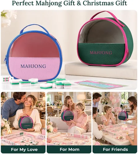 Vista 7 de Colorblock Mahjong - Bolsa para azulejos Mahjong de hasta 1.4 pulgadas Verde
