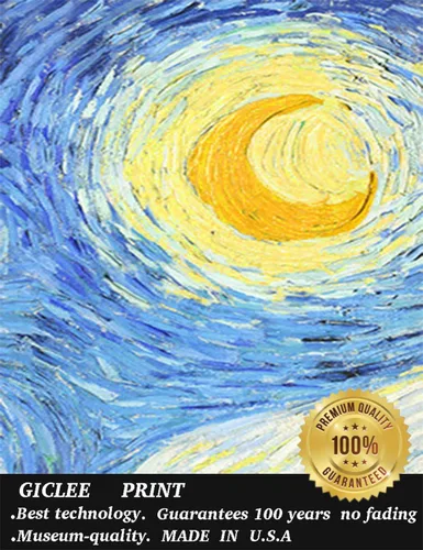 Vista 5 de ELITEART- Noche estrellada por Vincent Van Gogh Reproducción de pintura al óleo Giclée Wall Art Impresiones en lienzo