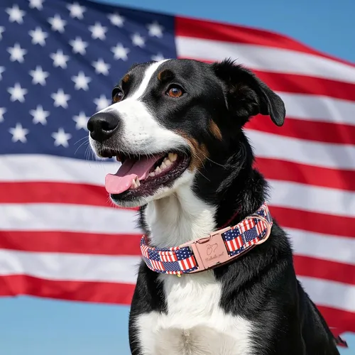 Vista 247 de Collar para perros del 4 de julio, collares patrióticos azules para cachorros y perros pequeños, ligero y ajustable 1776 collares para cachorros