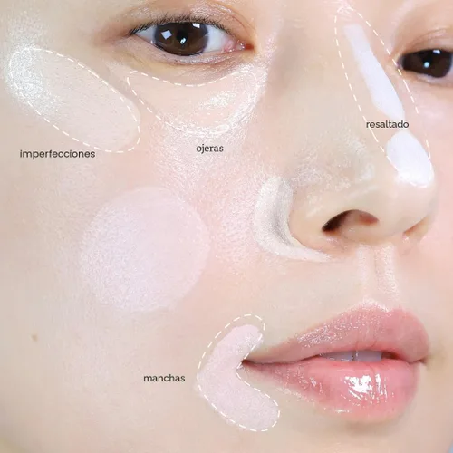 Vista 8 de Corrector brillante no seco #rosa #blanco,maquillaje coreano 0.4 oz