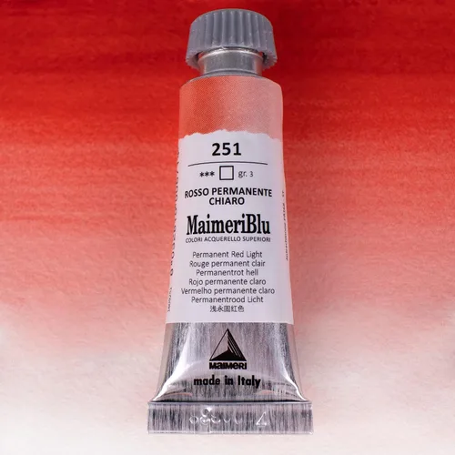 Vista 2 de Maimeri Blu PR168 - Pintura de acuarela profesional de un solo pigmento, 0.4 fl oz, luz roja permanente, tubo de pintura de acuarela transparente